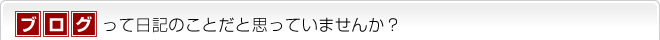 ブログって日記のことだと思っていませんか?